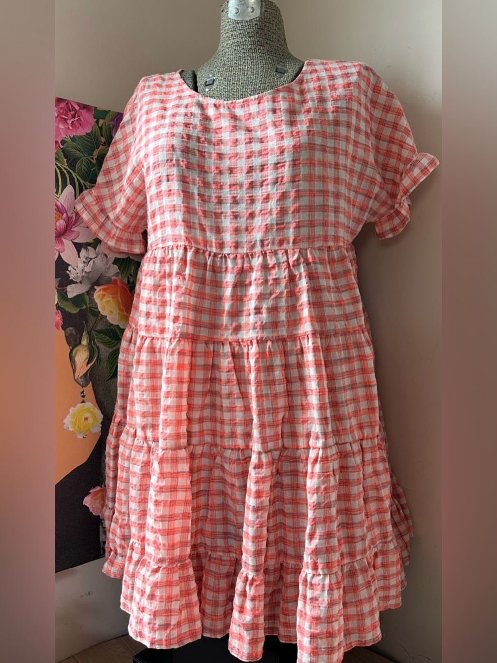 NWT BIBI STILL SPINNING RUFFLED HEM SHORT SLEEVE TIERED RUFFLE DRESS. XL - Picture 2 of 10
